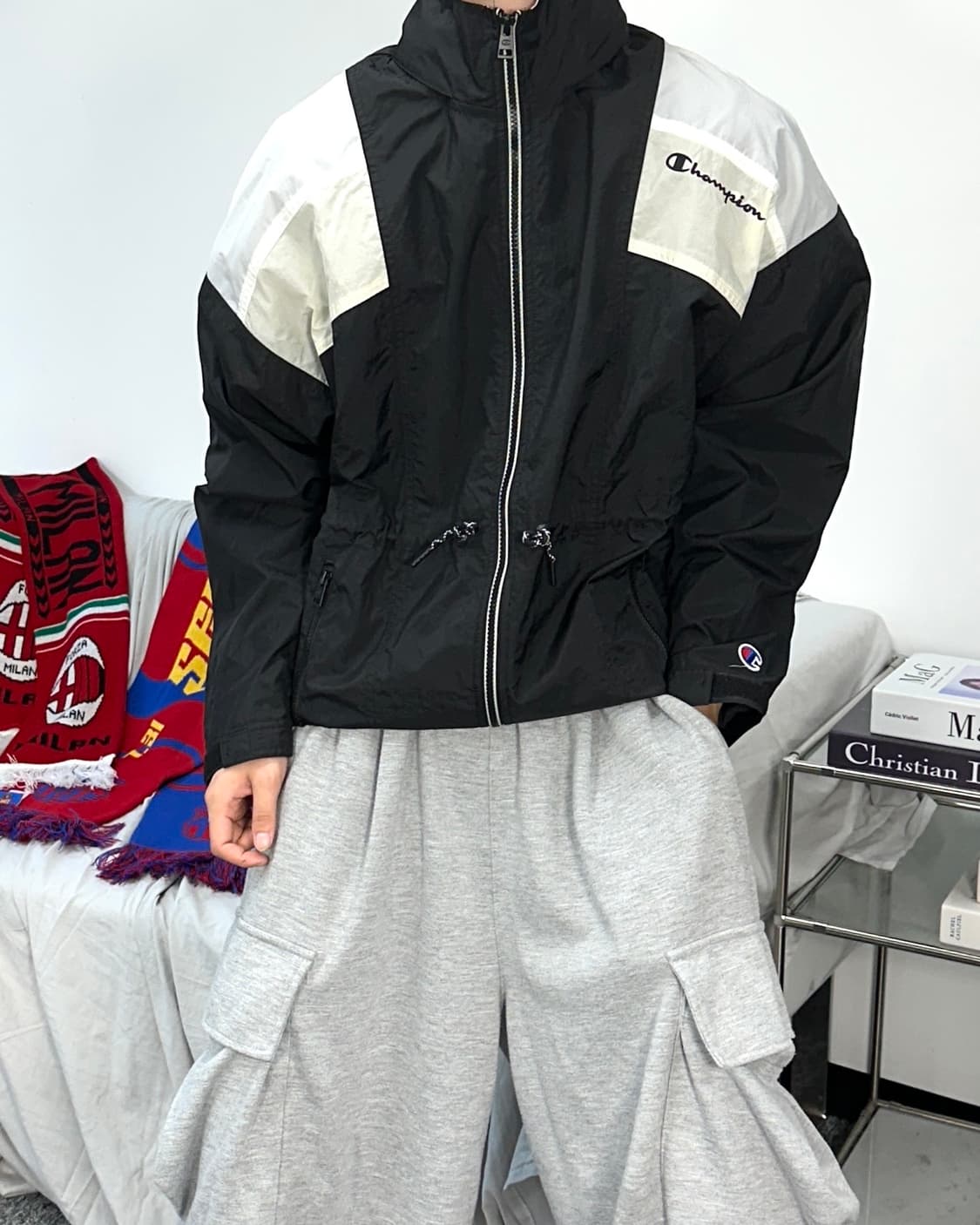 챔피온 블랙 화이트 바람막이 M 상품이미지2