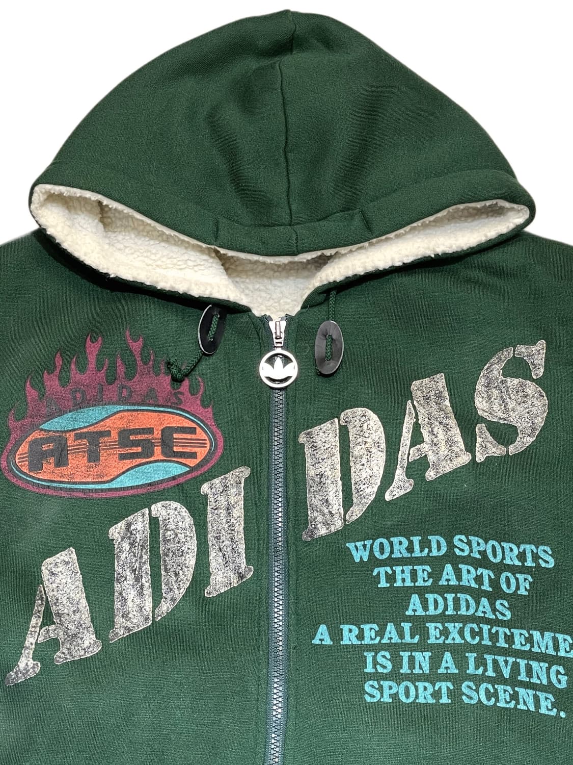 90‘s 아디다스 데상트 콜라보 양털 누빔 후드집업 상품이미지3