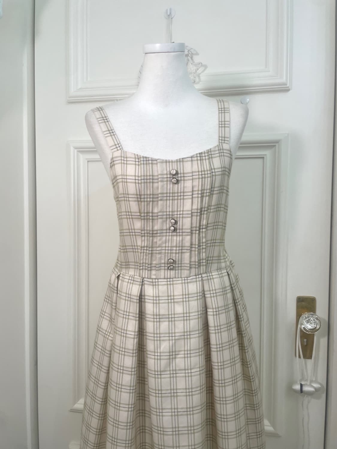 AXES FEMME beige khaki check lace point 상품이미지5