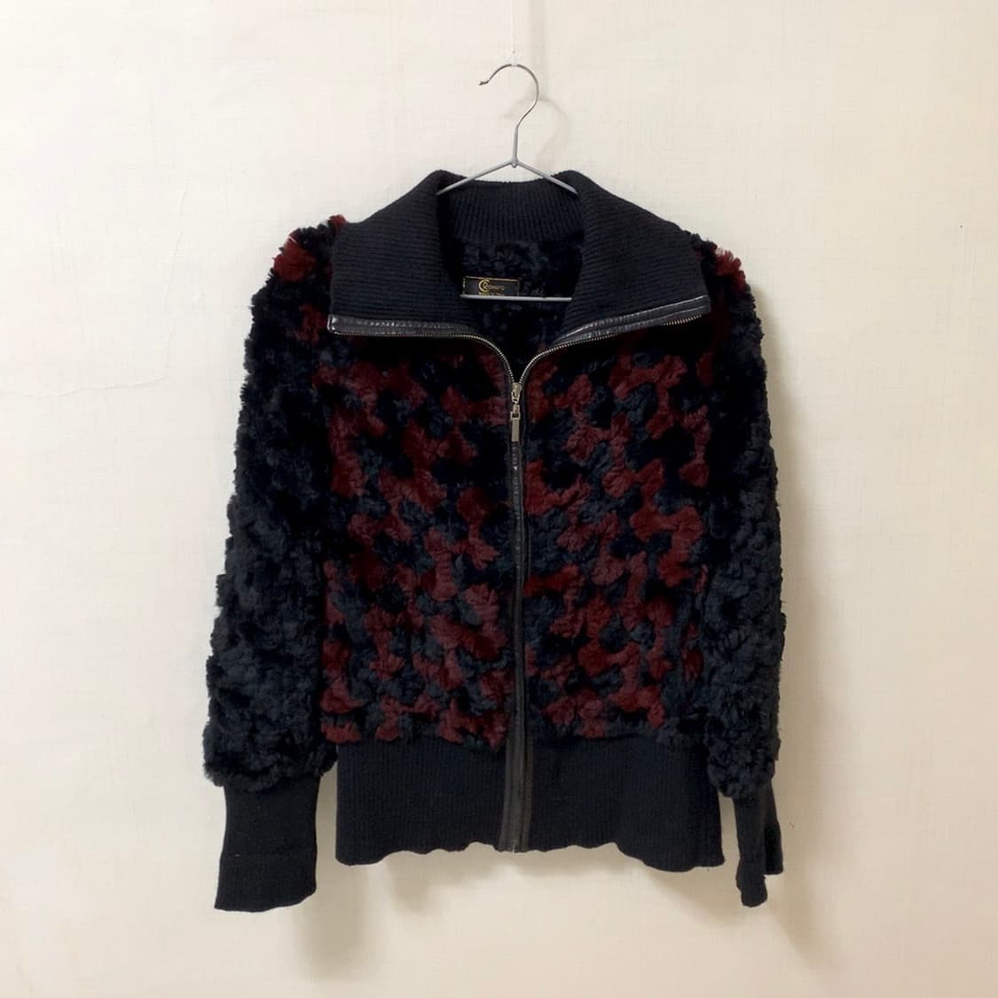 Roberto italy 레드 블랙 퍼 자켓 니트 집업 로베르토 이태리 상품이미지1