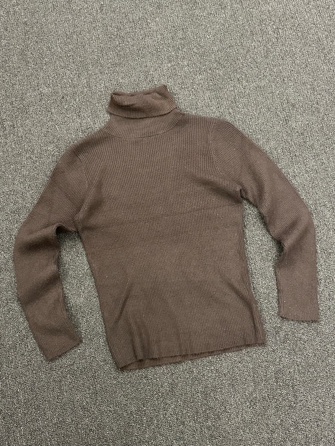 M)일본 빈티지 여성 브라운 골지 터틀넥 스웨터 상품이미지3