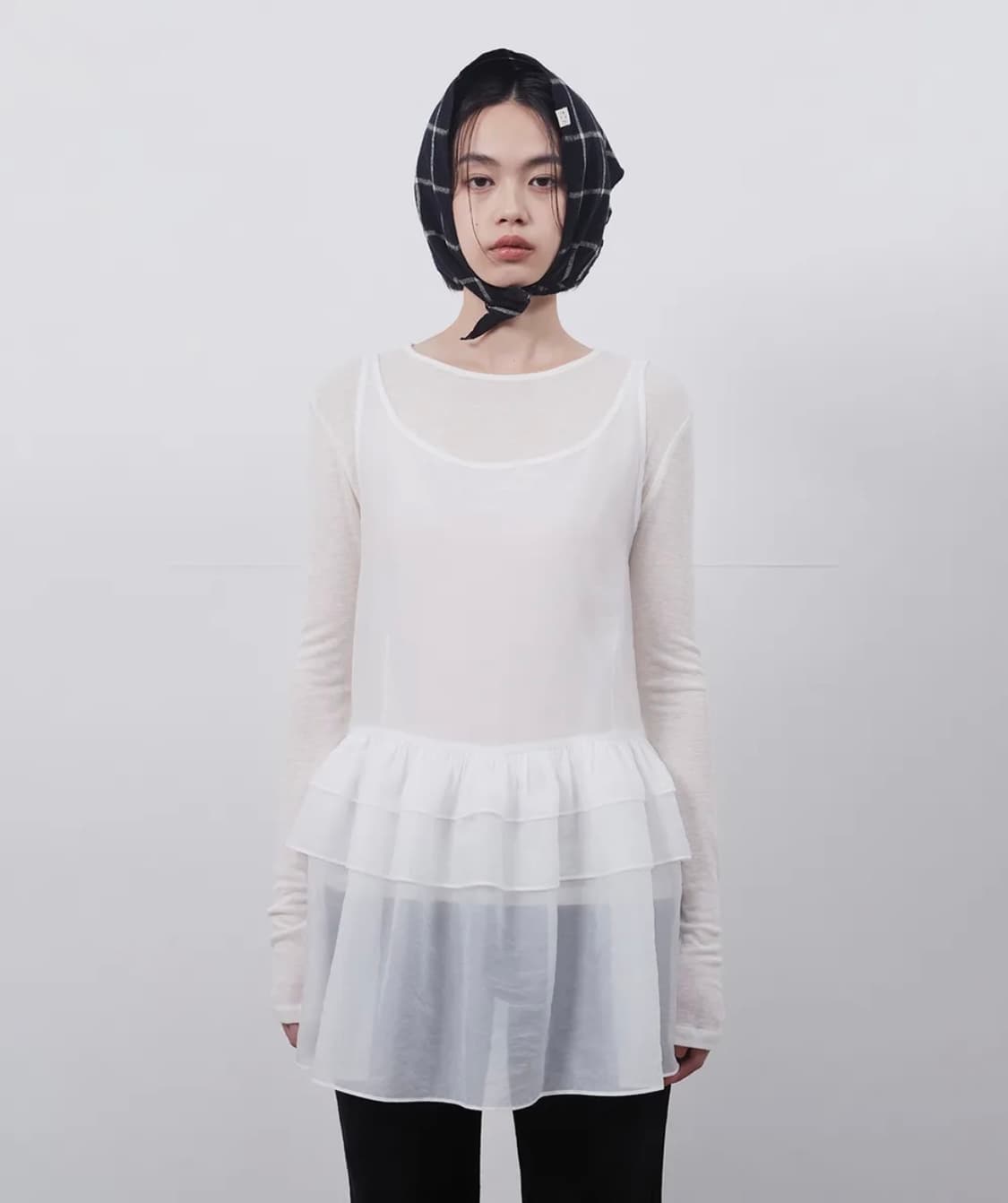 오헤시오 SHEER LAYERED MINI DRESS WHITE 상품이미지2