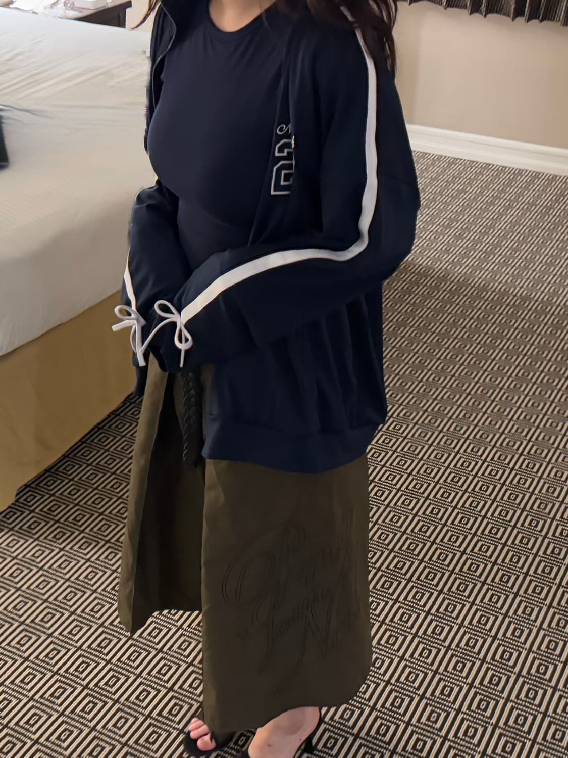 y2k 홀리스터 리본 집업 트랙 자켓 네이비 상품이미지1