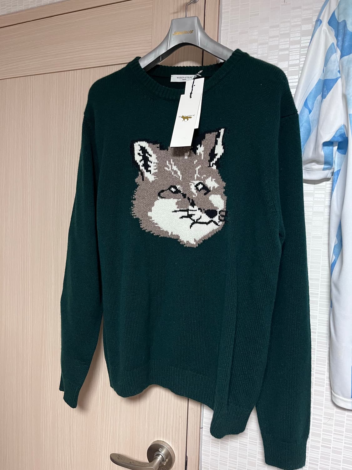 [XL] 메종키츠네 빅폭스 헤드 니트 다크그린 상품이미지1