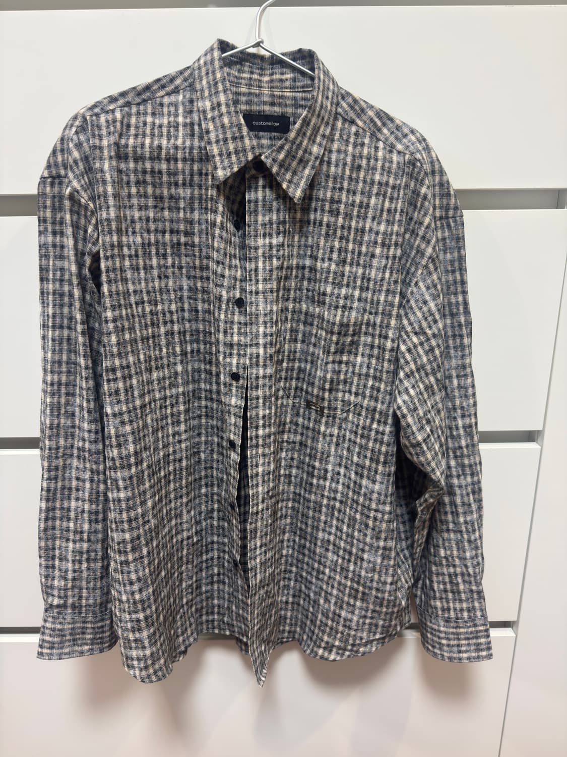 커스텀멜로우 블랙 오버사이즈 체크셔츠 상품이미지1