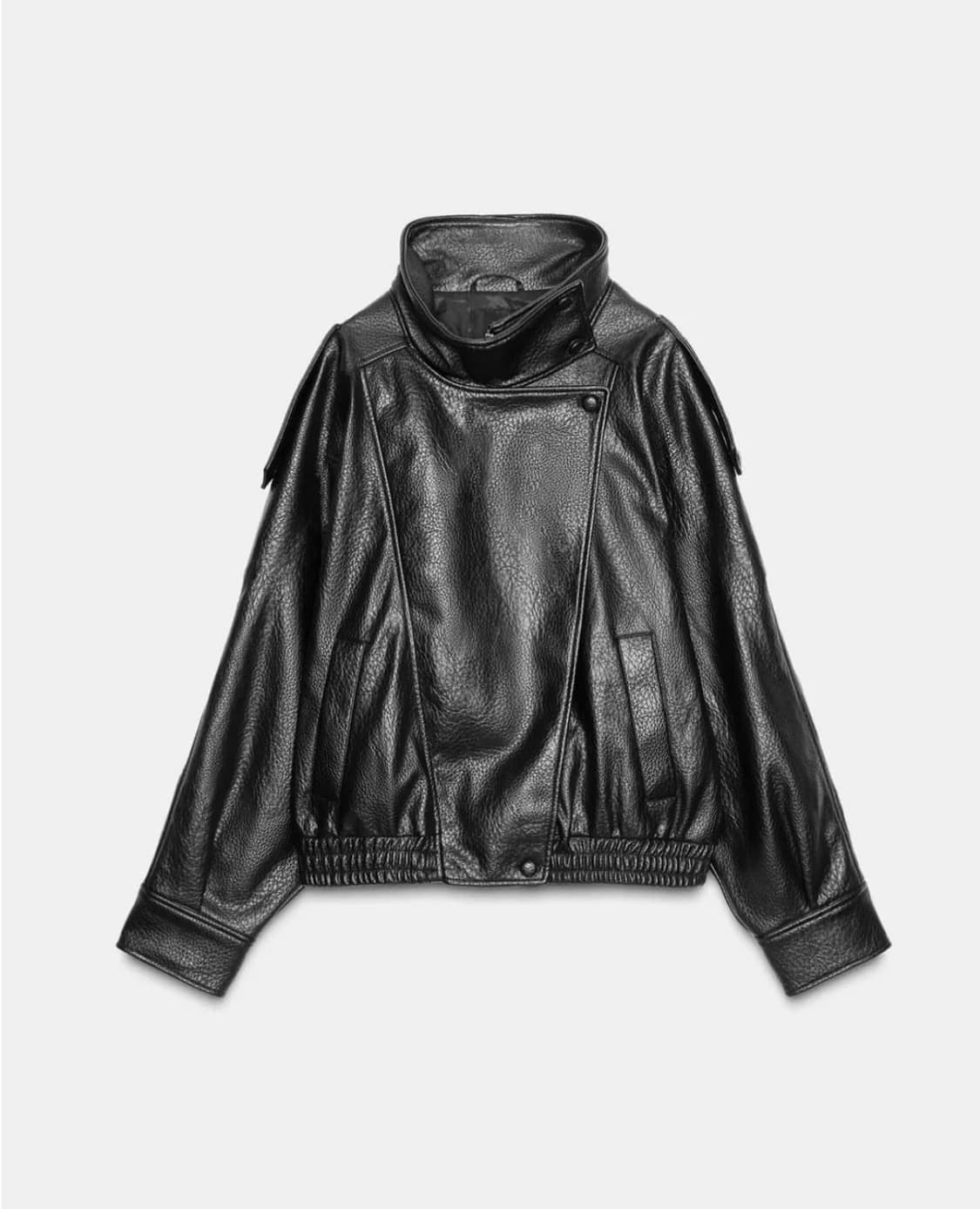 자라 Zara 생로랑맛 하이넥 포우 레더 자켓 Xs 상품이미지2