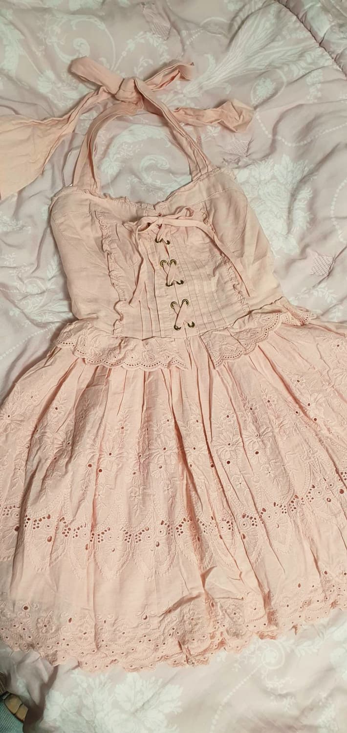 리즈리사 핑크 펀칭 원피스 상품이미지2