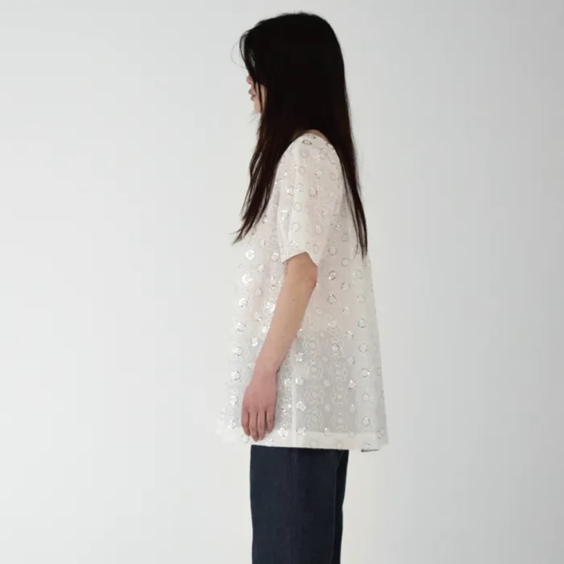 TEAK 티크 화이트 스팽글 블라우스 상품이미지2