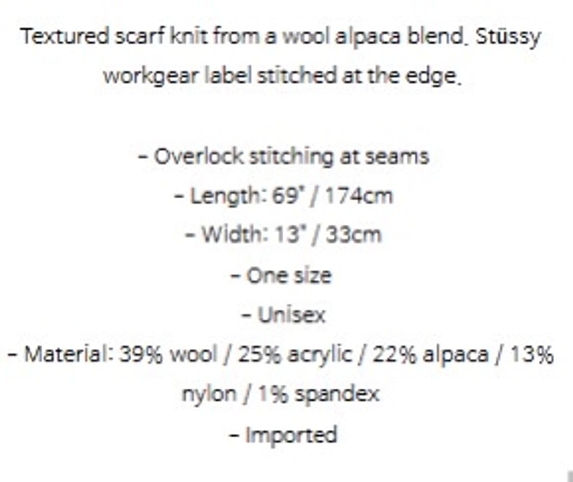스투시 피스드 알파카 울 스카프 블랙 상품이미지3