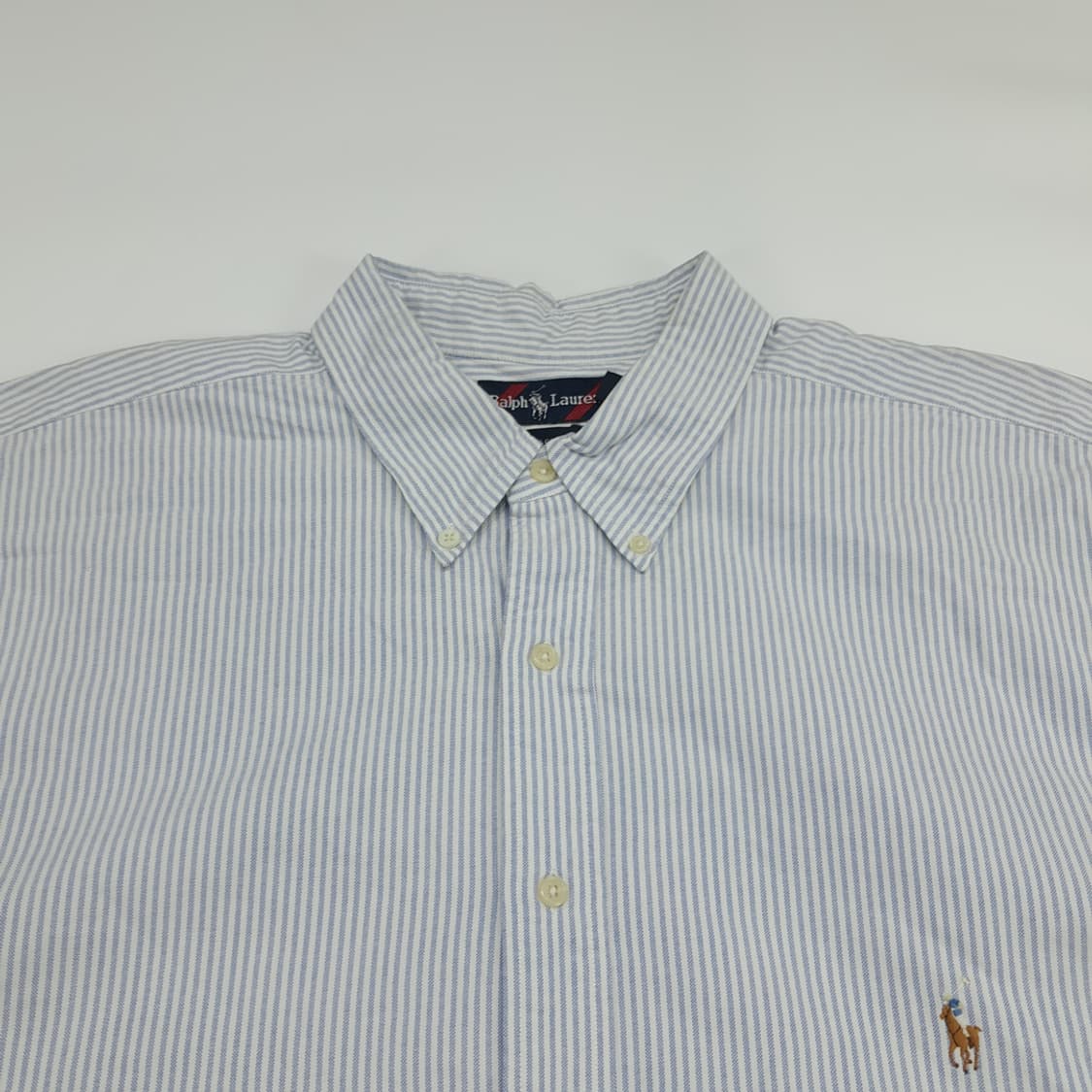 Co583 2XL Tall 폴로 랄프로렌 클래식블루 스트라이프 반팔 셔츠 상품이미지2