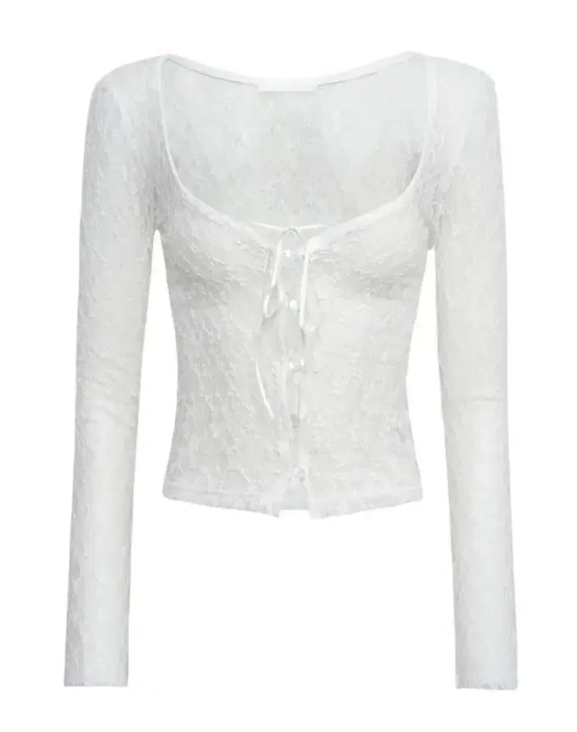 쓰리타임즈 로맨틱 레이스 가디건 화이트 상품이미지1