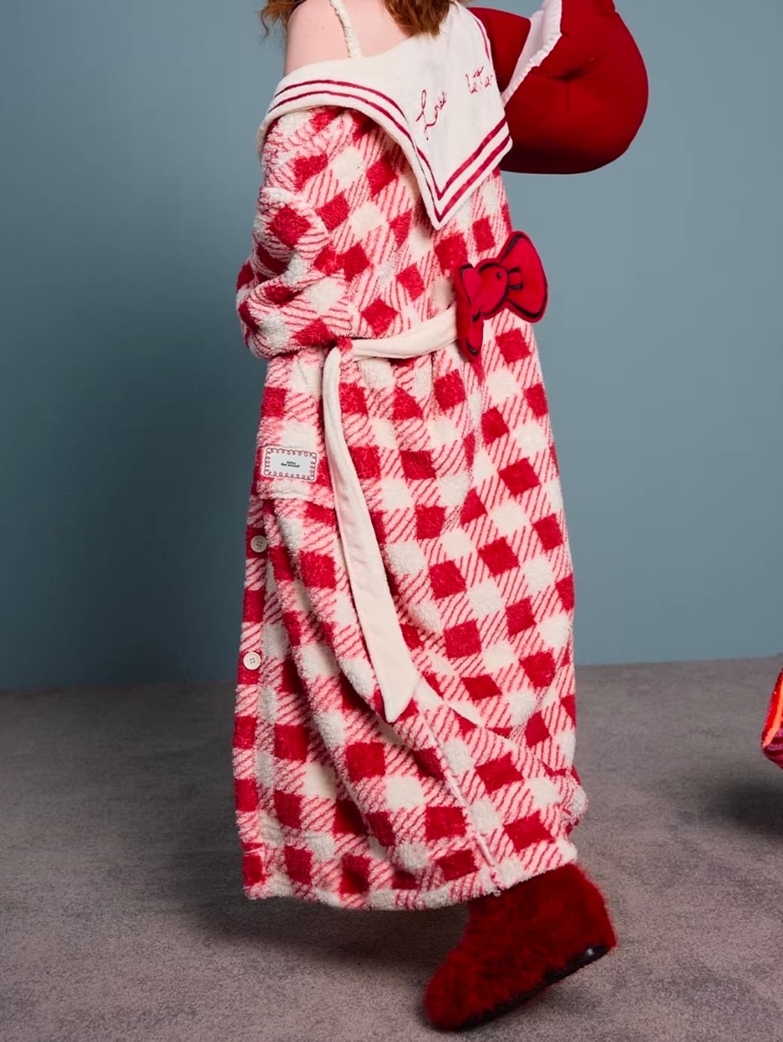 YSO 체크 수면 가운 잠옷(키티느낌) m사이즈 상품이미지3