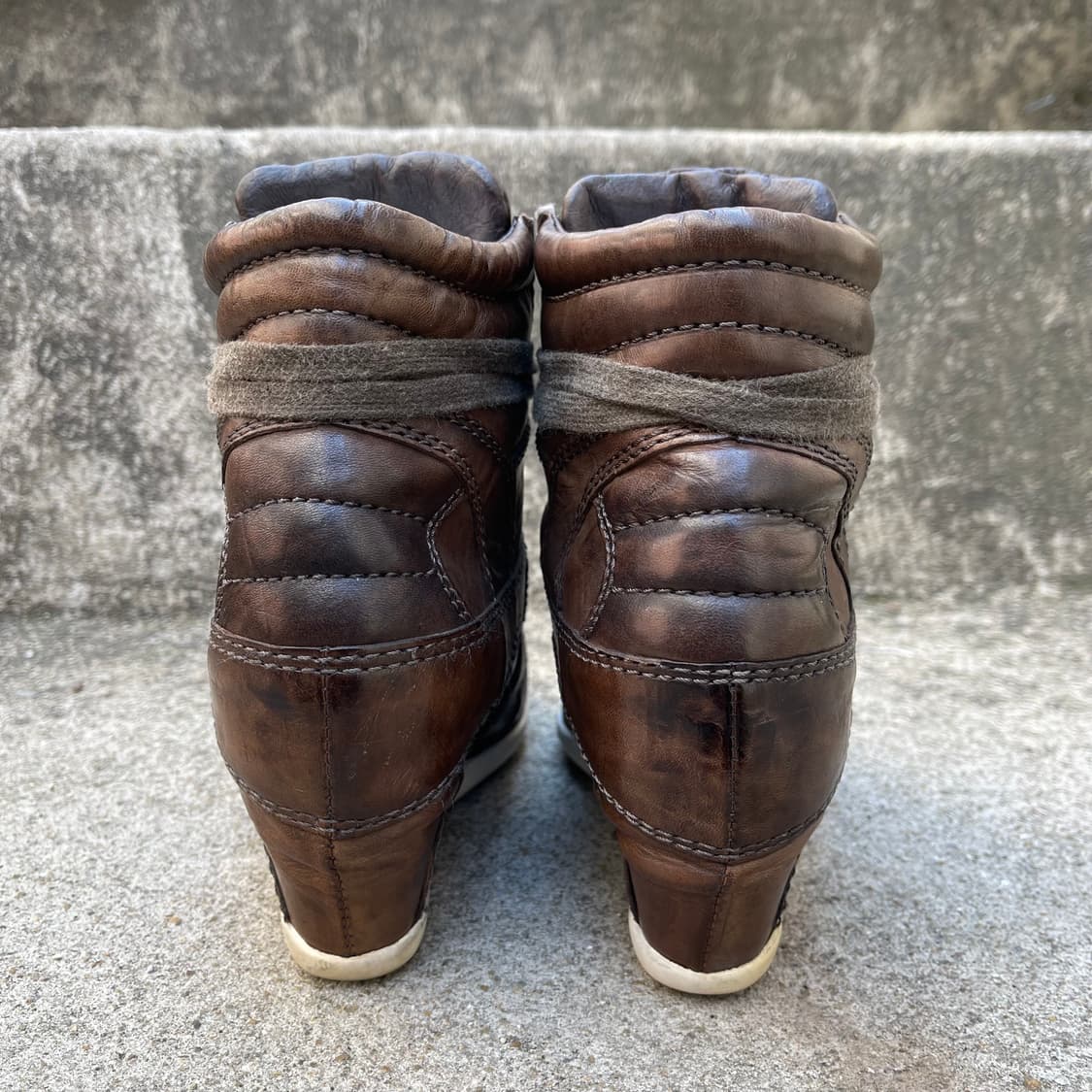 [38] ASH 닥크 브라운 레더 웨지힐 스니커즈 (245) 상품이미지6