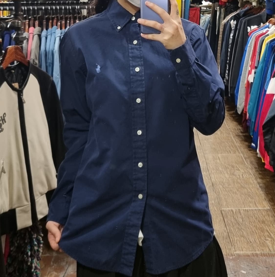 [Hi] 폴로 긴팔 셔츠 네이비 상품이미지1