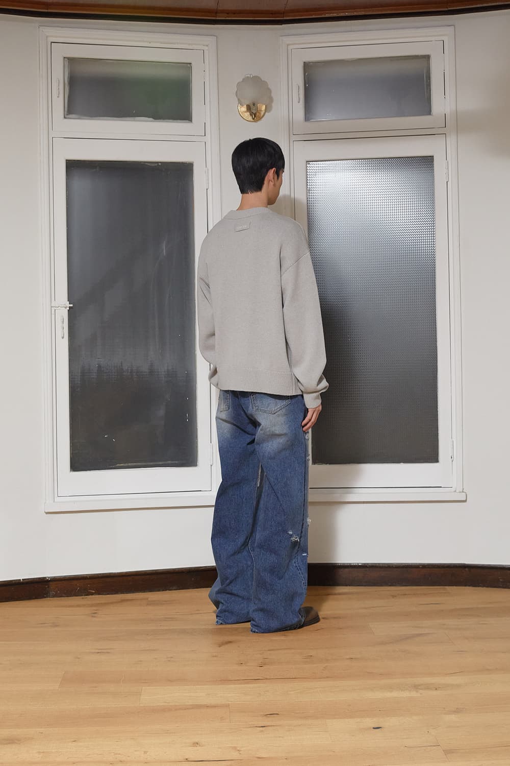 마뗑킴 맨 디스트로이드 빈티지 와이드 데님팬츠 바지 L 상품이미지4