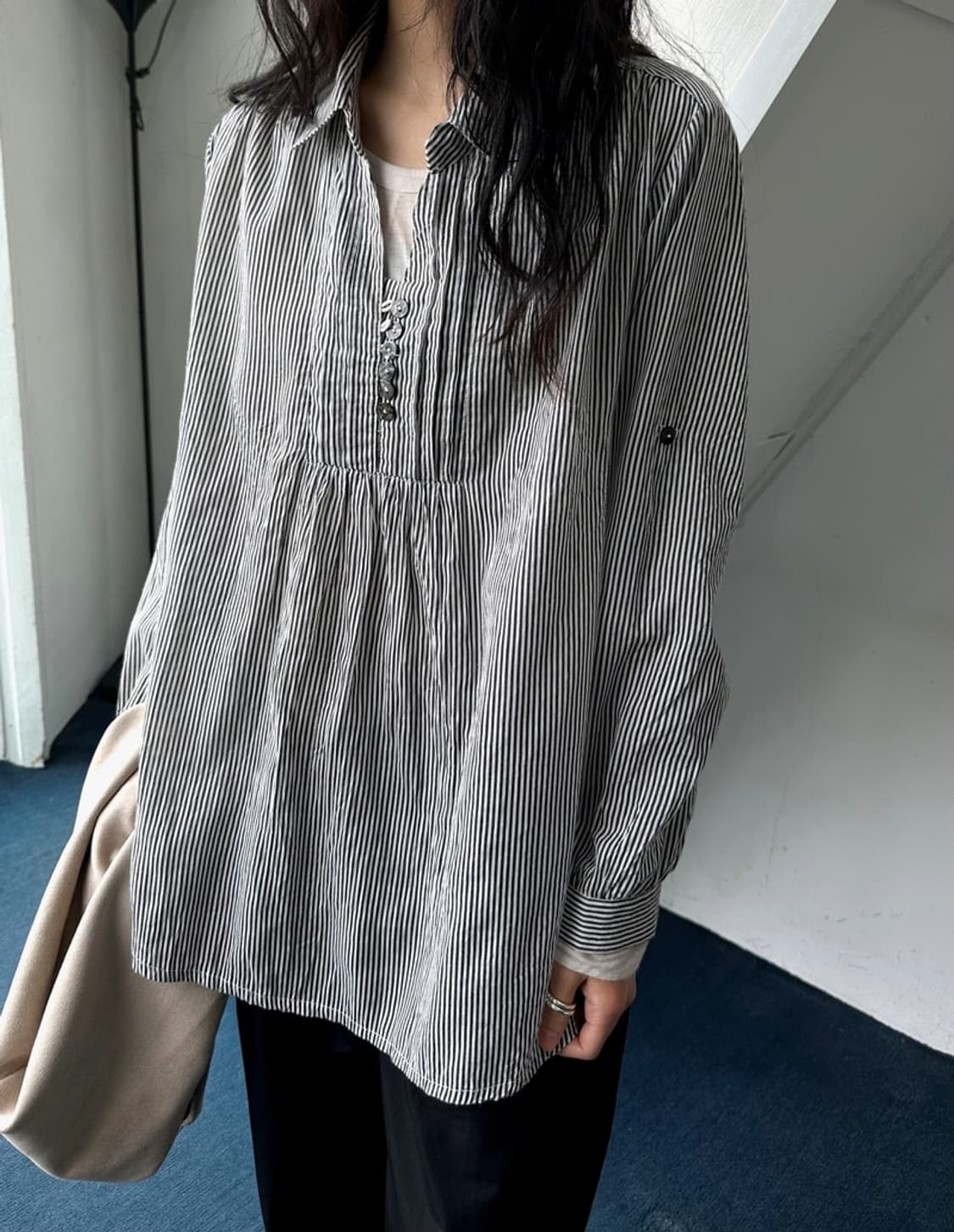 Light cotton poly natural fabric tunic s 상품이미지7
