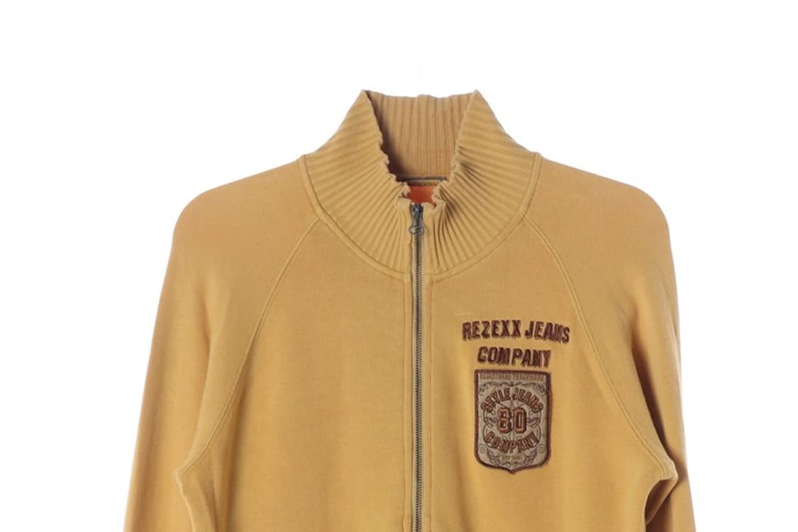 REZEXX 올드스쿨 패치워크 하이넥 니트 집업 자켓 L 상품이미지3
