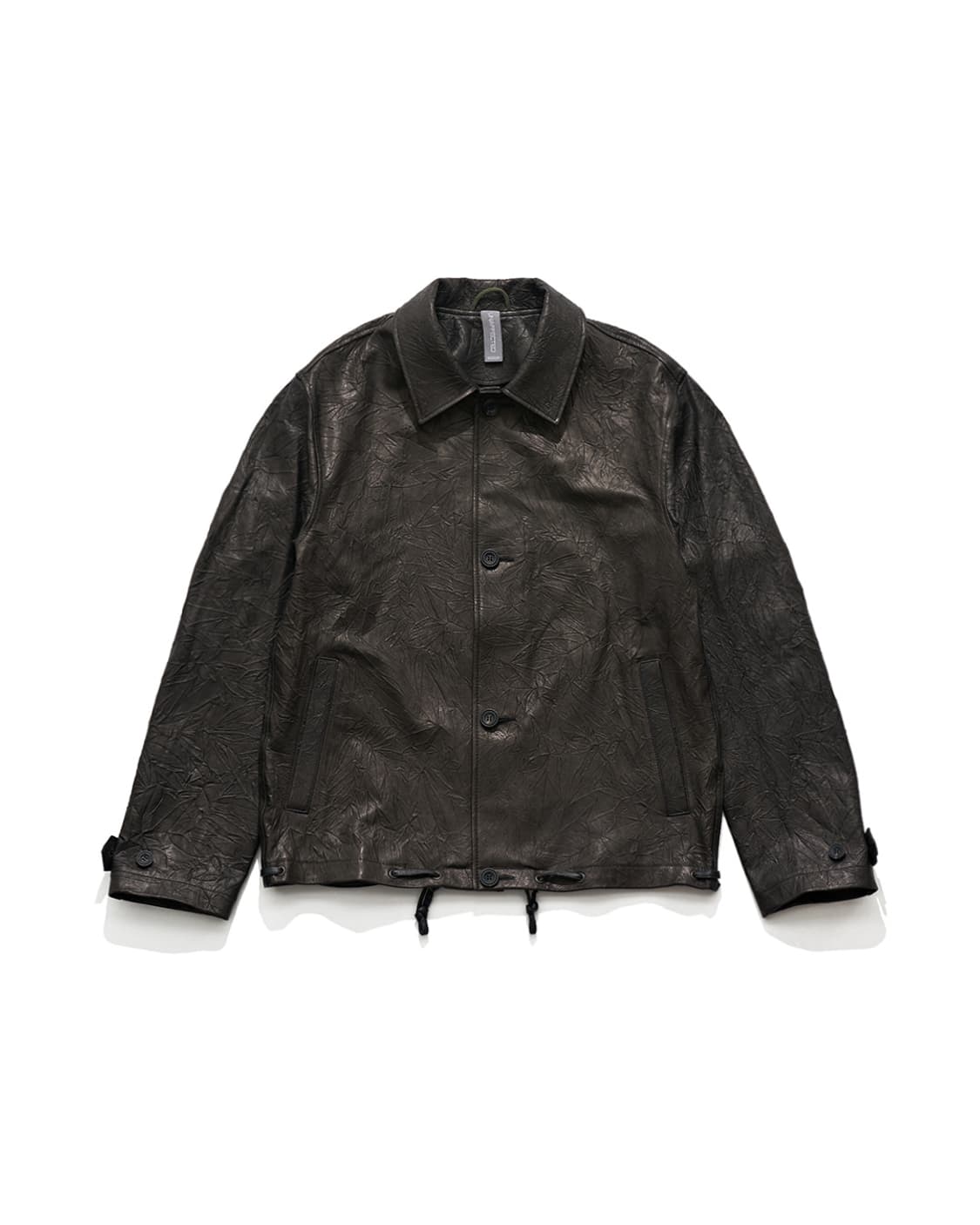 [L] 언어펙티드 드로스트링 레더 자켓 unaffected 상품이미지1