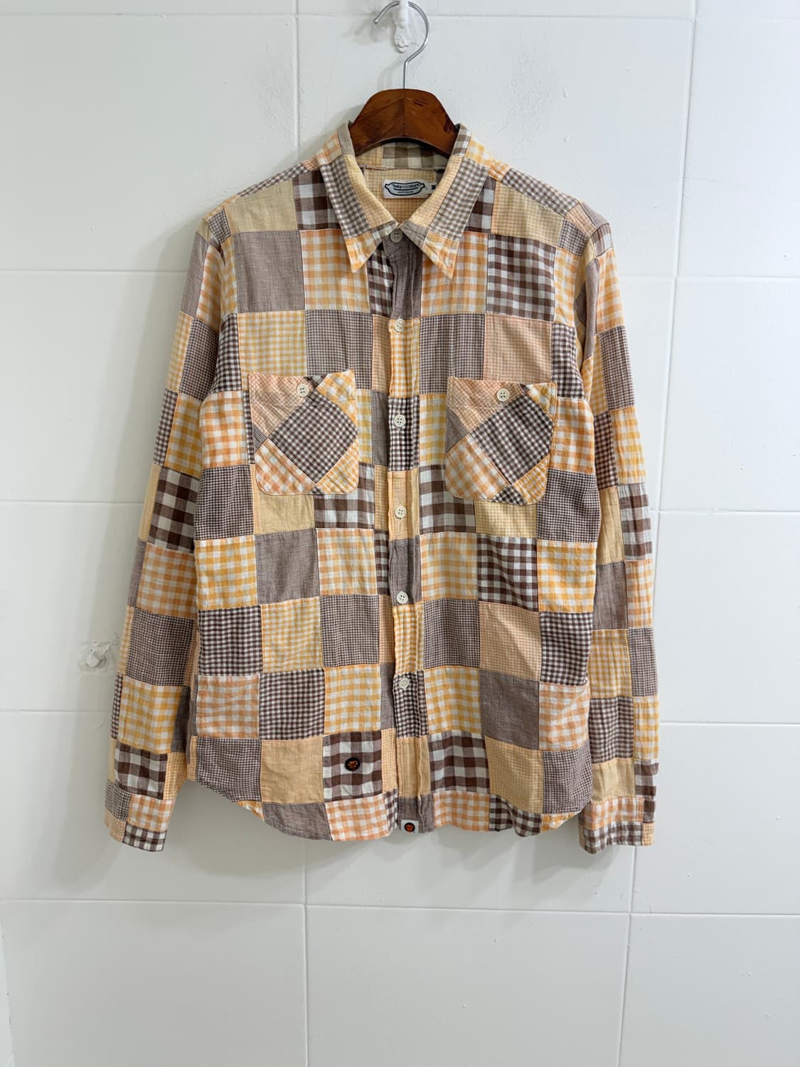 베이프 베이비 마일로 스토어 패치워크 롱 슬리브 셔츠 상품이미지3