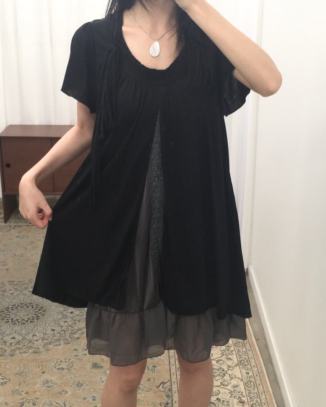 블랙 레이어드 원피스 상품이미지4