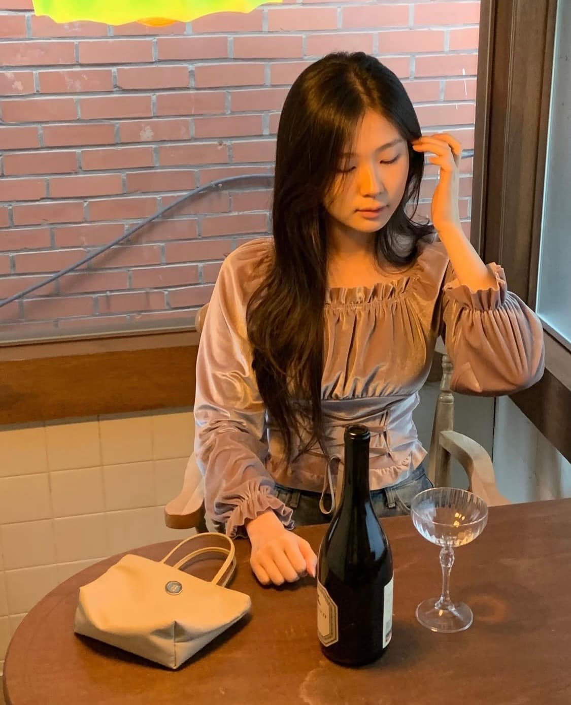오이니 핑크베이지 벨로아 벨벳 코르셋  블라우스 상품이미지10