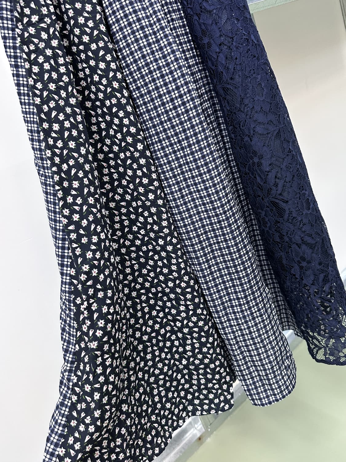 flower/lace/check pannel long skirt 상품이미지5