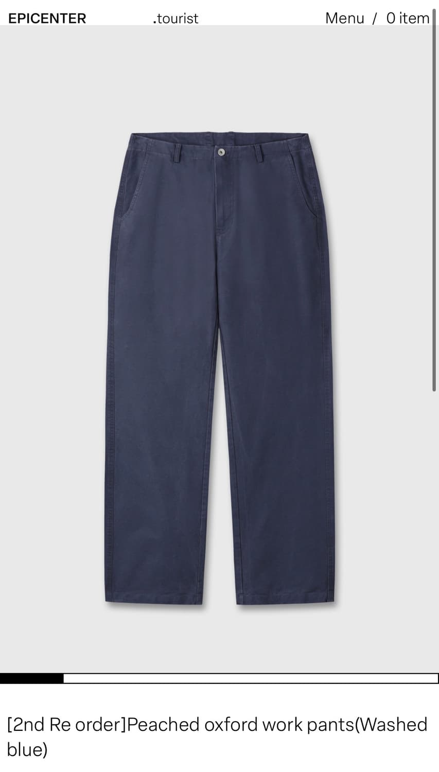 Peached oxford workpants Washed blue (L) 상품이미지1