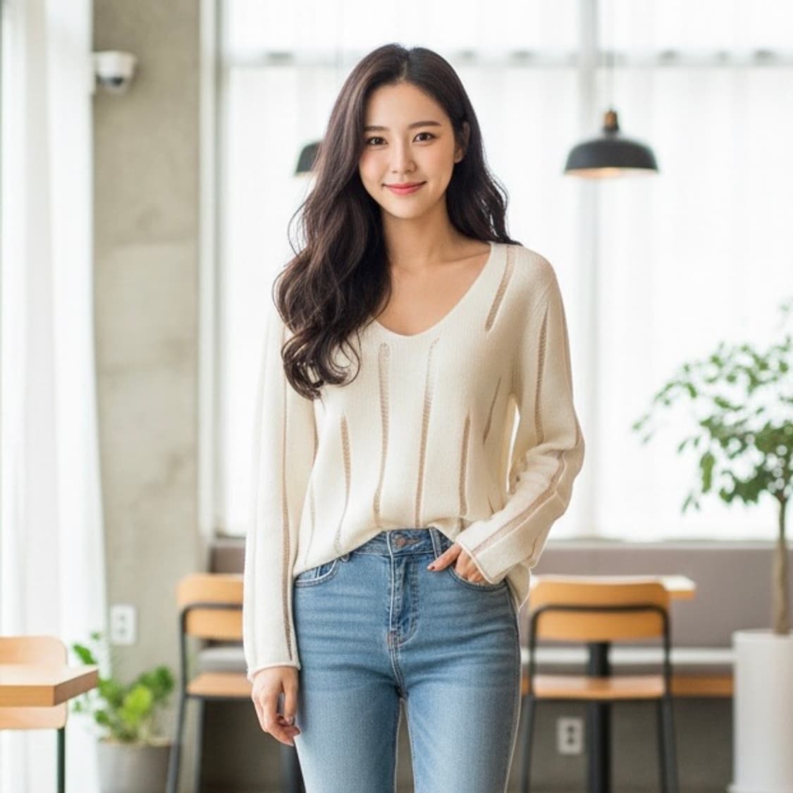 아르마니 익스체인지 앙고라 브이넥 니트 상품이미지3