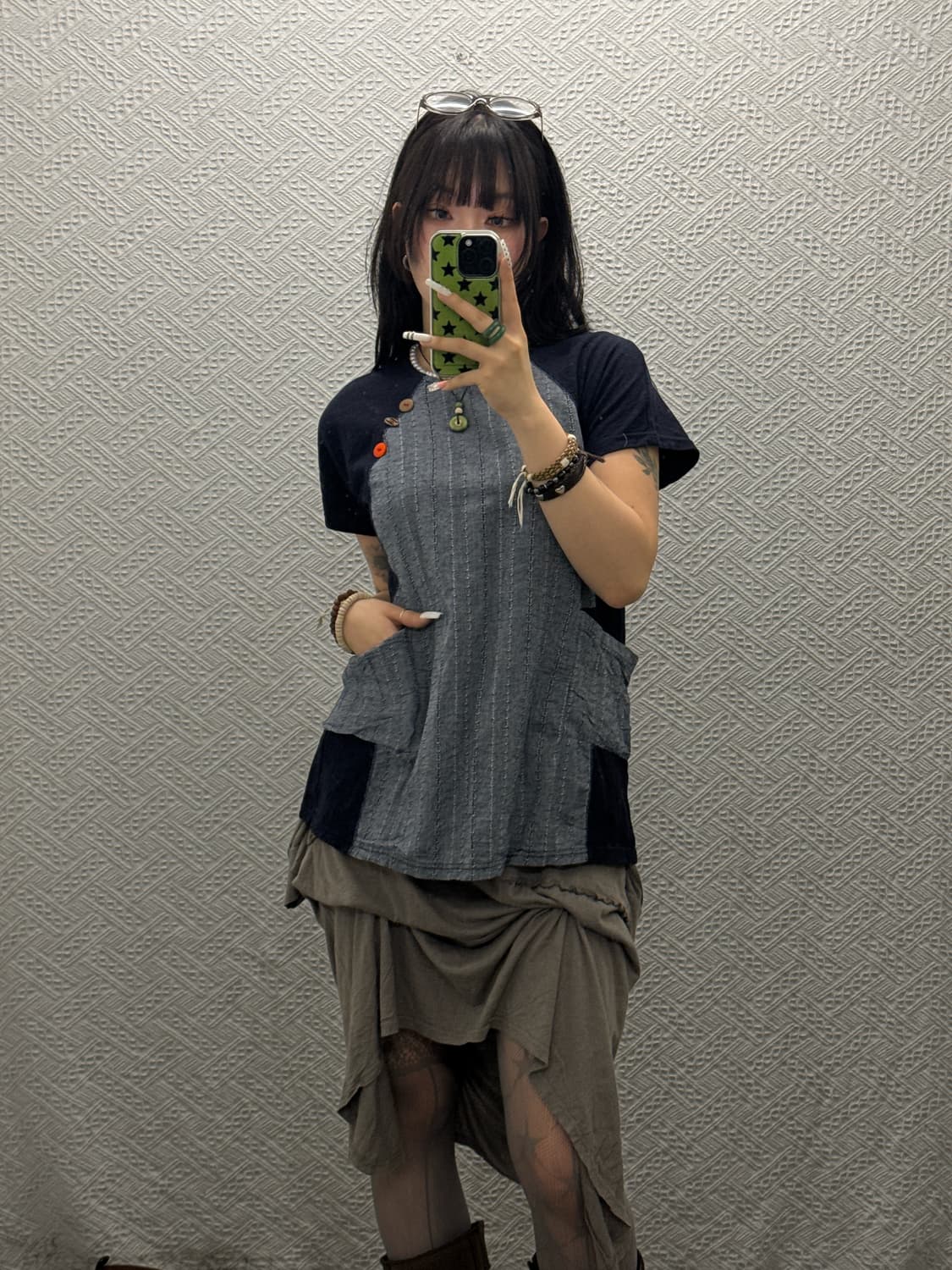 빈티지 희귀 핀터감성 코지 모리 대장급 단추 반팔티 K0102 상품이미지1