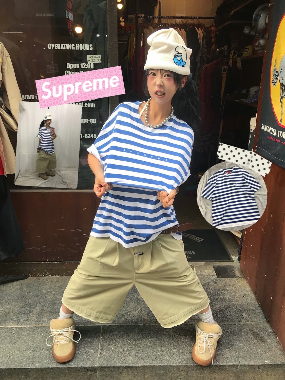 < Supreme Overprint Stripe T-shirt - 24S 상품이미지1