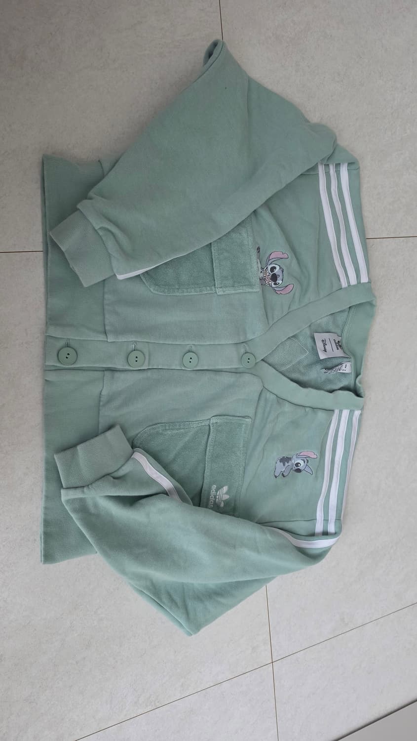 아디다스 디즈니 콜라보 스티치 브이넥 가디건 민트 s 상품이미지2