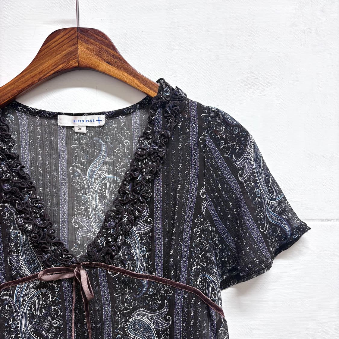 KLEIN PLUS 페어리 페이즐리 리본 시스루 블라우스 38 상품이미지2