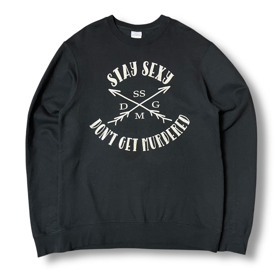 USA 블랙 프린팅 기모 맨투맨 M 상품이미지1