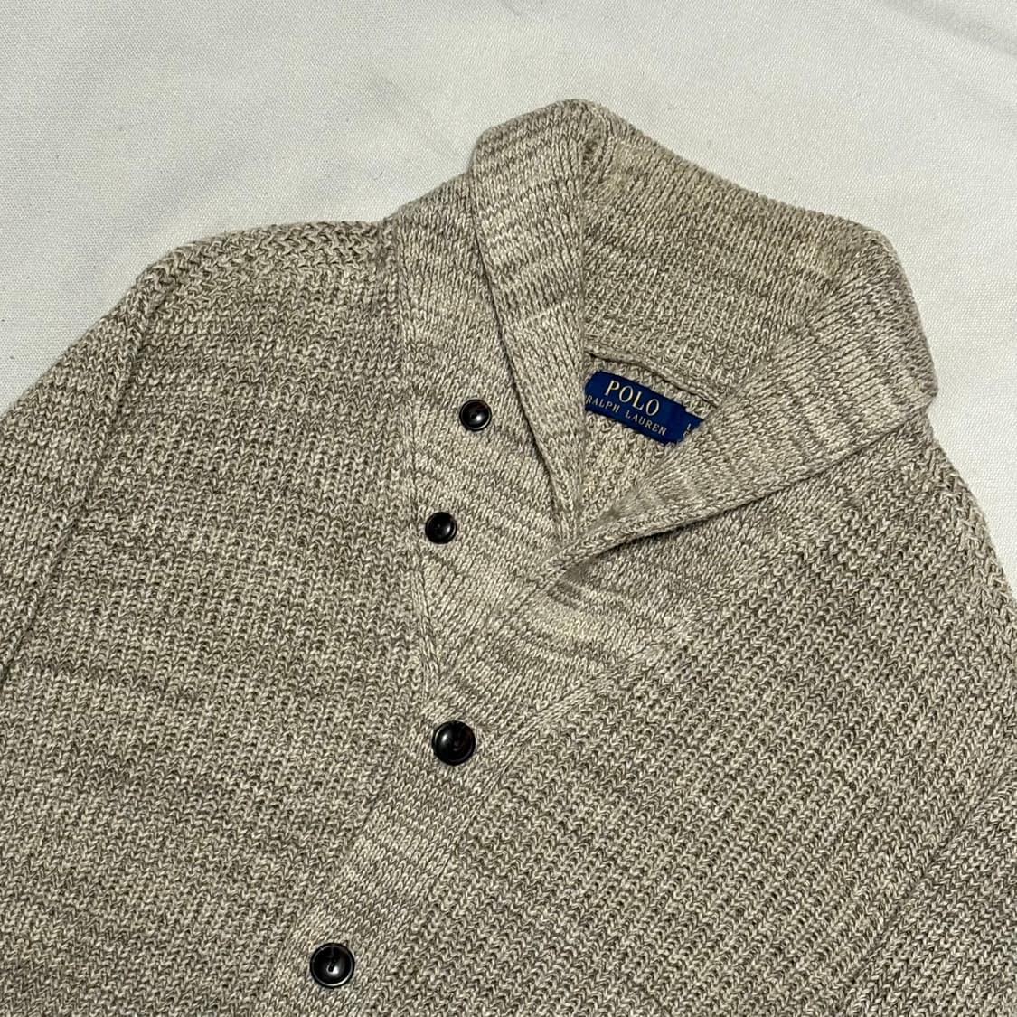 L 폴로 랄프로렌 오트밀 숄카라 코튼 가디건 상품이미지1