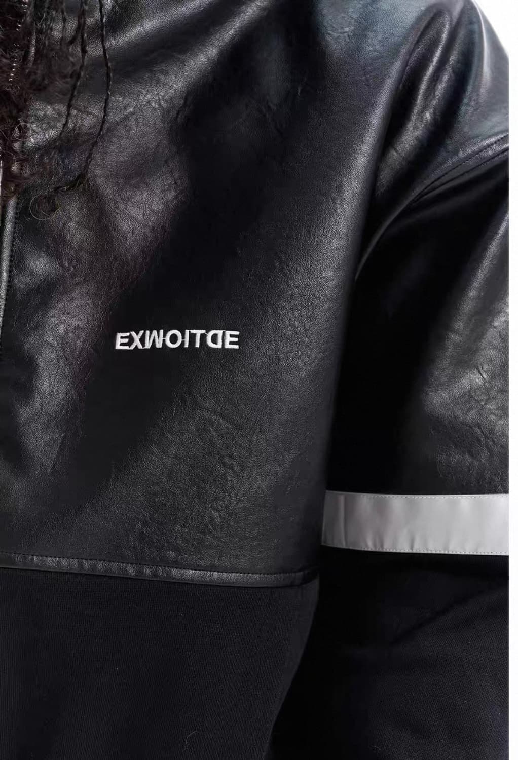 Oversized Reflective-Trim Leather Puffer 상품이미지7