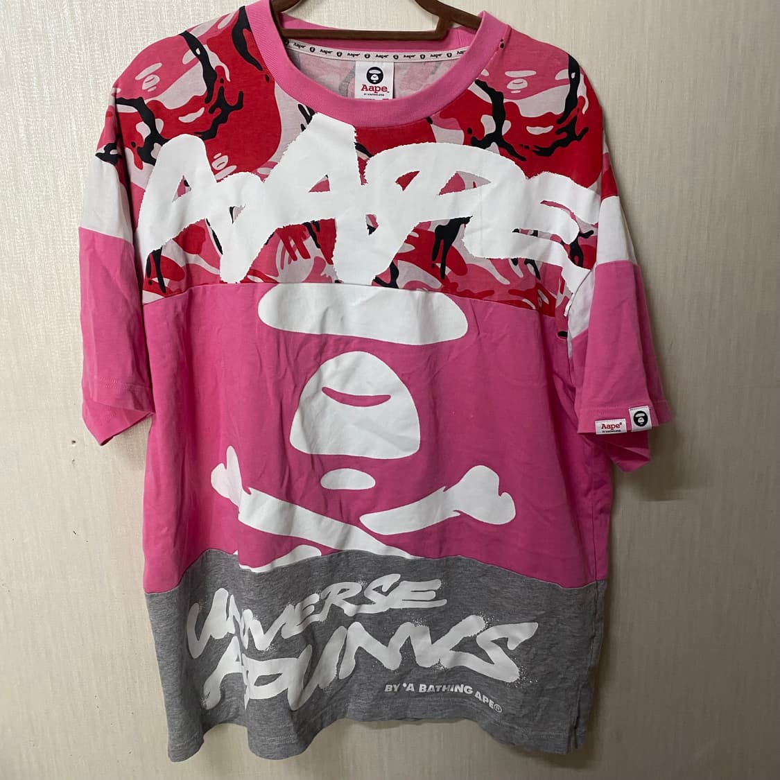 Aape 핑크 카모 반팔 티셔츠 XL 상품이미지1