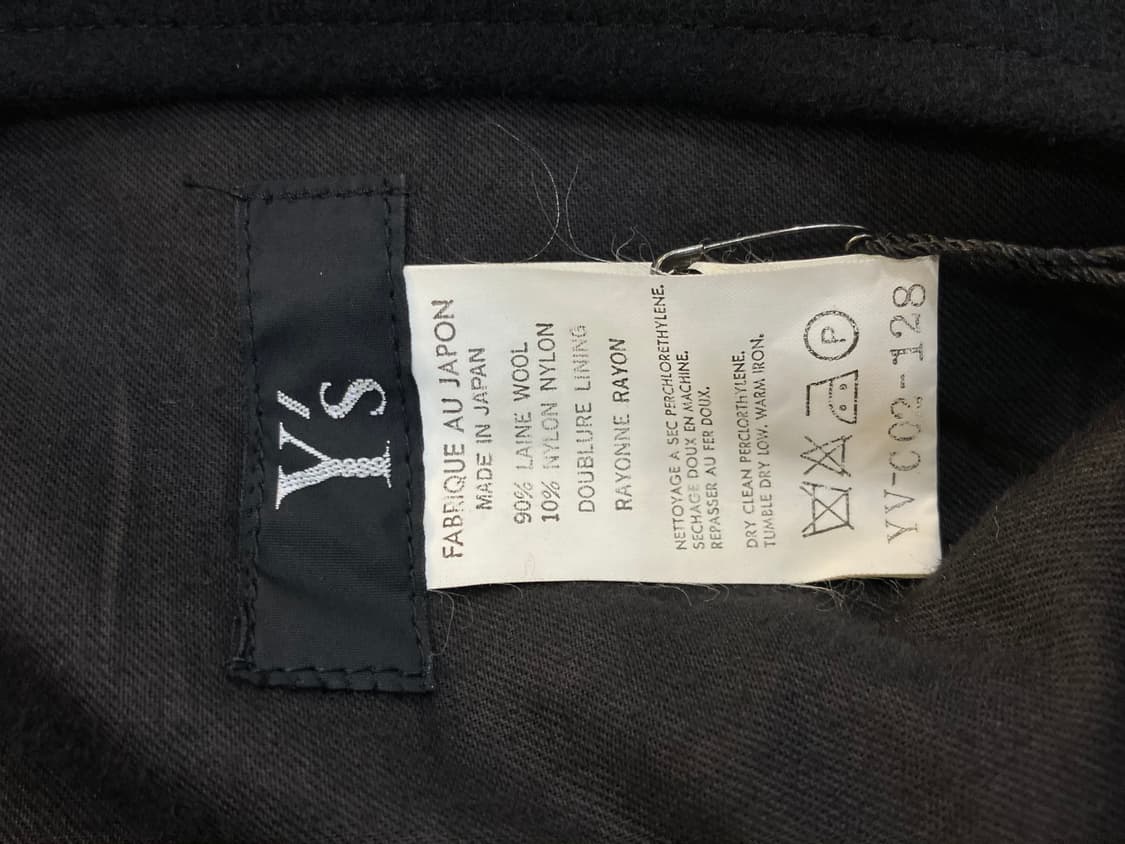 Y’s 요지야마모토 블랙 더블 브레스트 롱코트 상품이미지2