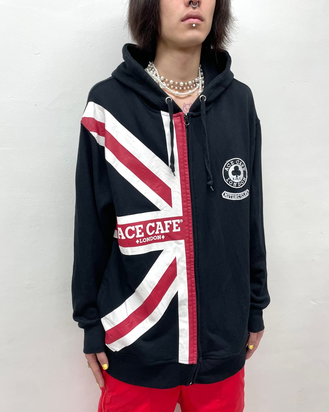 Half American Flag  Black Hooded Zip-Up 상품이미지3