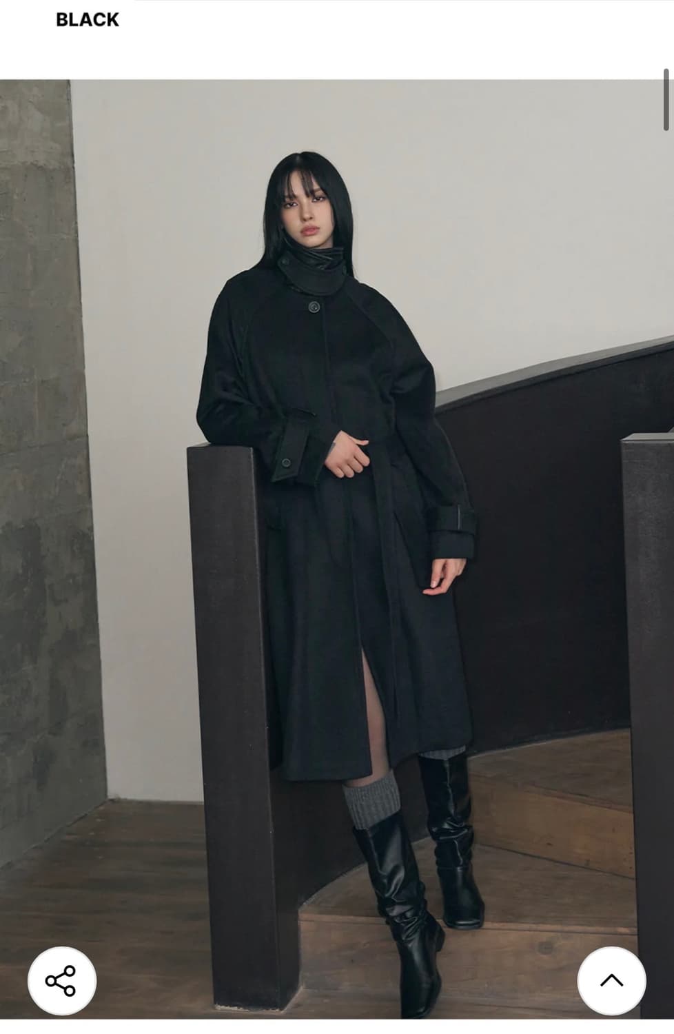 (S) 레더리 캐시미어 발마칸 로브 코트 [BLACK] 판매 상품이미지3