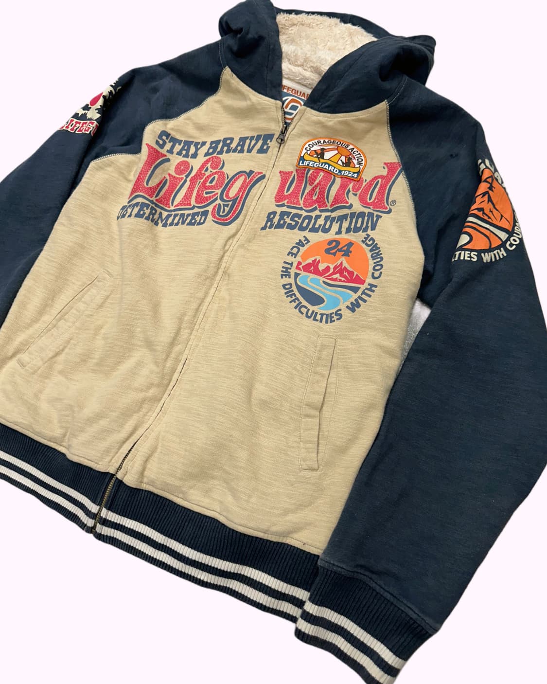 logo fur lining hood zip-up 상품이미지5