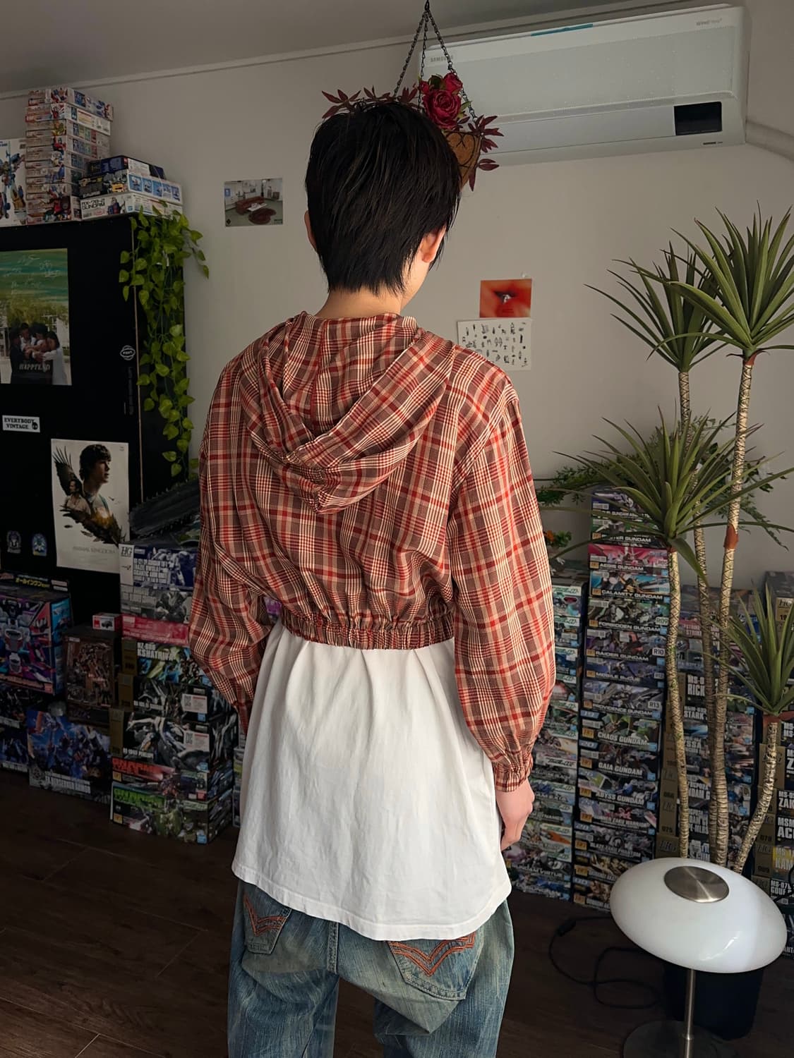 Jazz House 크롭 체크 후드 집업 상품이미지5