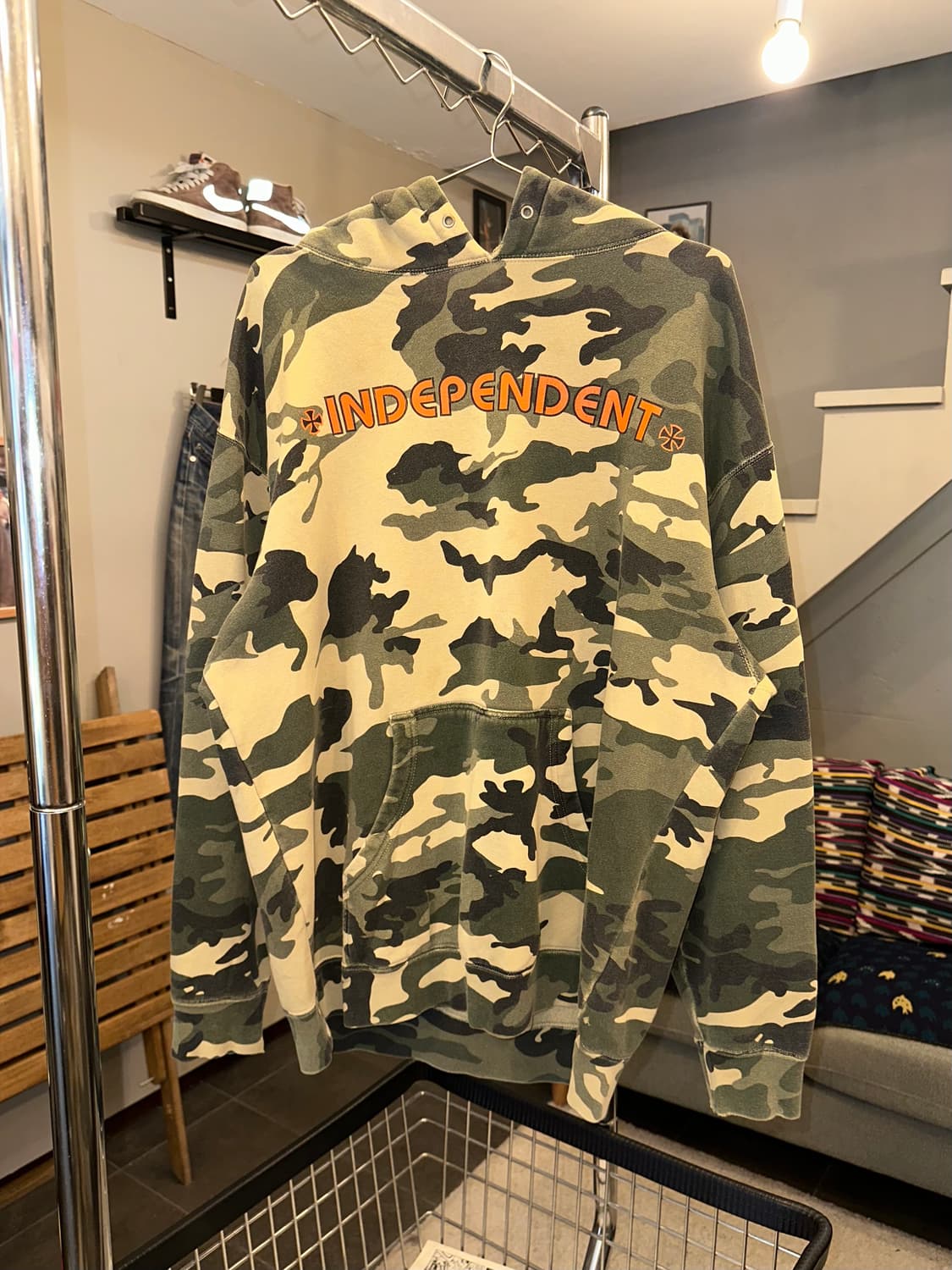 Independent camo pattern logo Hood sweat 상품이미지4