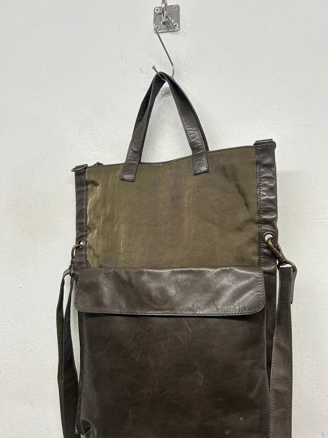 JPN B.STUFF 가죽/캔버스 크로스 토트백 상품이미지4