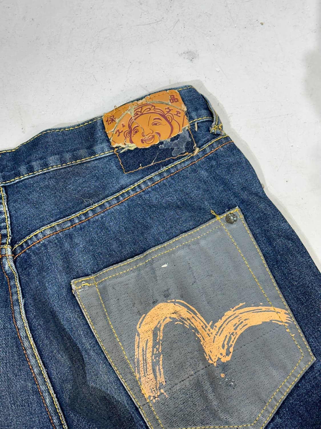 일본 에비수 진청 전후면 주머니 디테일 와이드 데님 청바지  상품이미지6