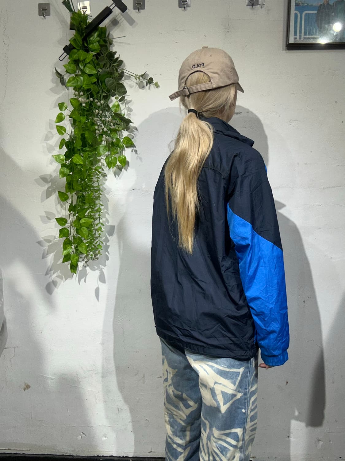 00s 나이키 블랙 블루 오버핏 바람막이 자켓 L 상품이미지3