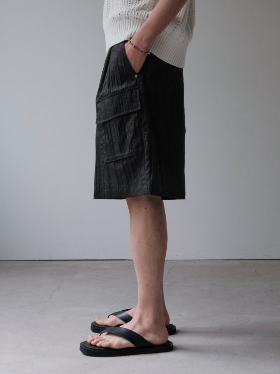 미나브 와이드 카고 버뮤다 유틸팬츠 [블랙] L사이즈 상품이미지4