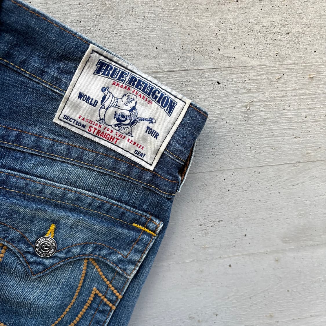 트루릴리전 실버 피라미드 스터드 데코 리키 스트레이트 레그 워시 진 상품이미지8