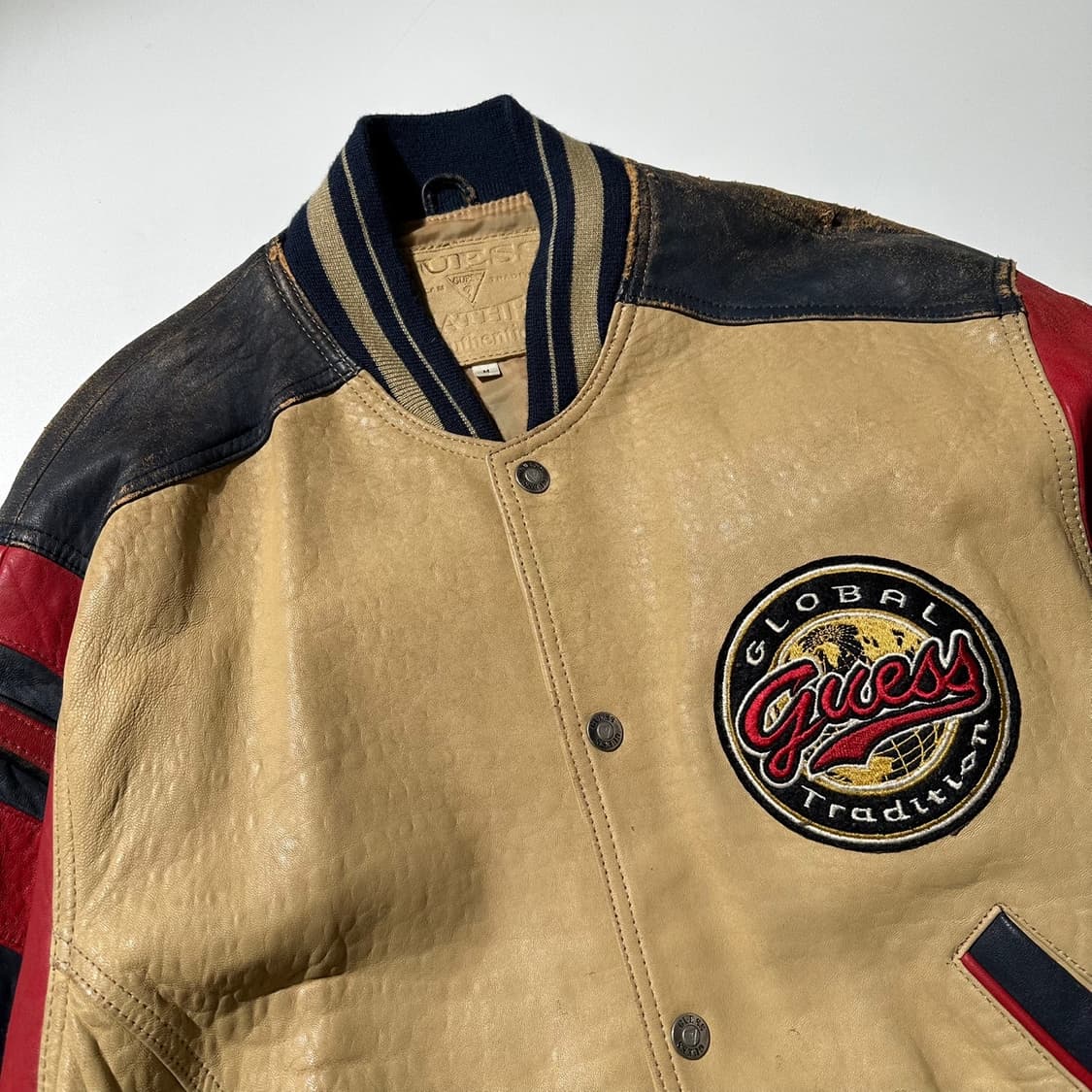 90‘s 게스 레더 바시티 자켓 상품이미지4