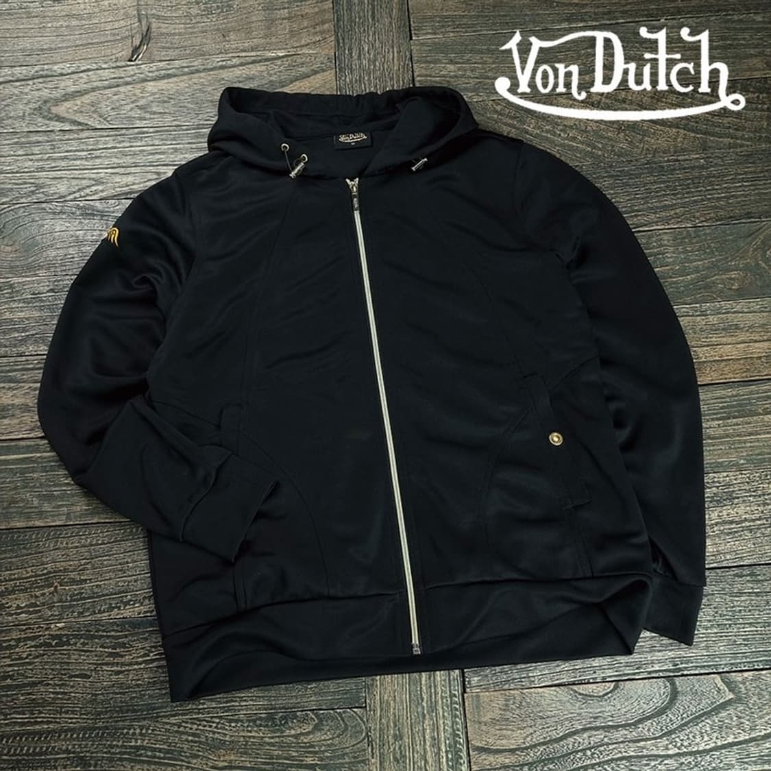 [본더치] Y2K 빈티지 비즈 로고 후드 집업 블랙 M19674 상품이미지1