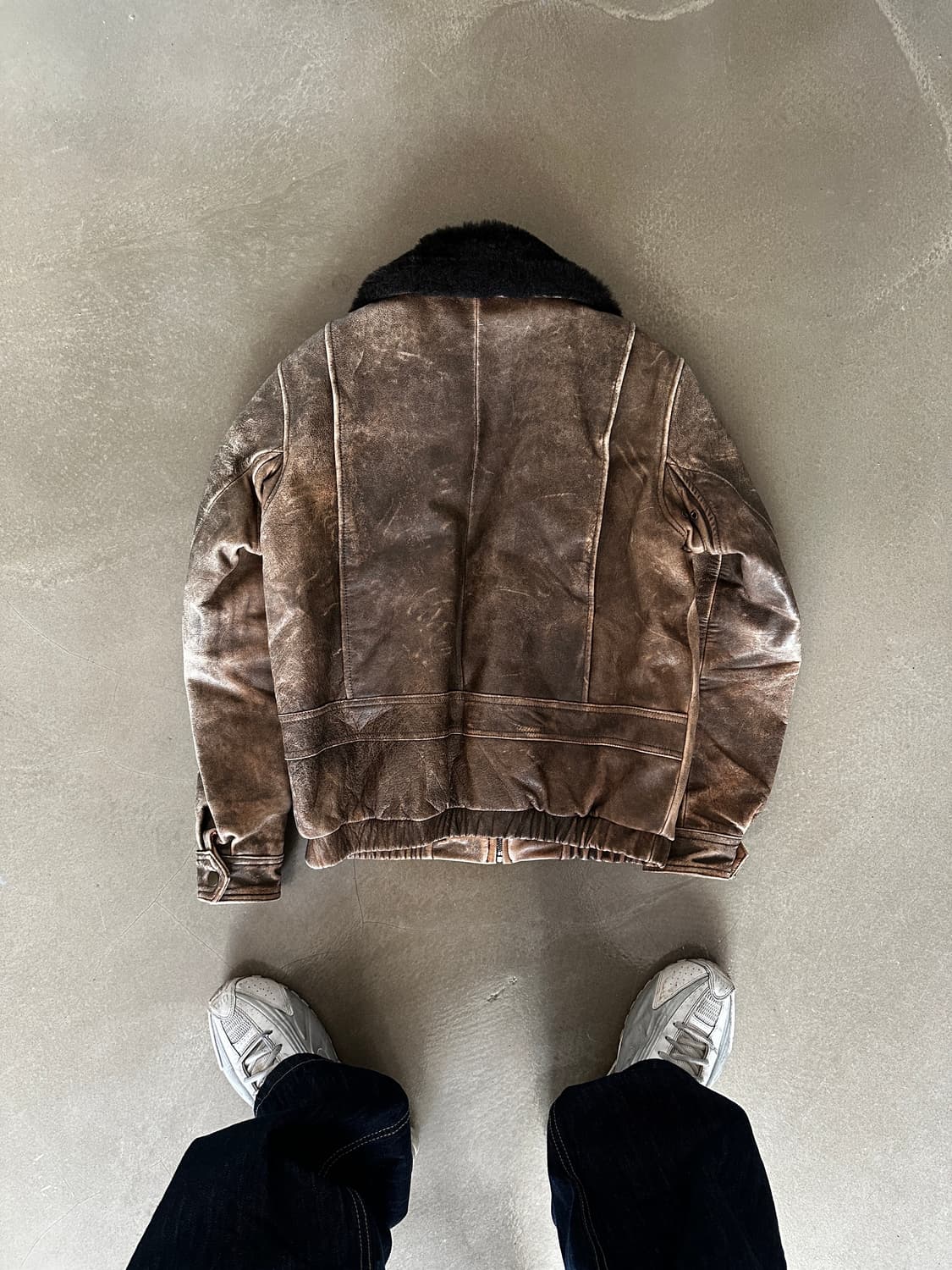 우먼 빈티지 디스트로이드 레더 파일자켓 상품이미지2